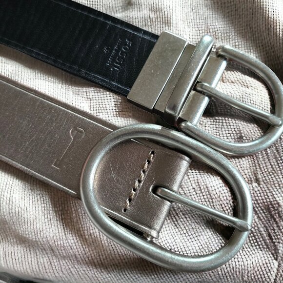 NWT FOSSIL Qty 2 MED Genuine Leather Belts Designer Belts - Picture 9 of 14